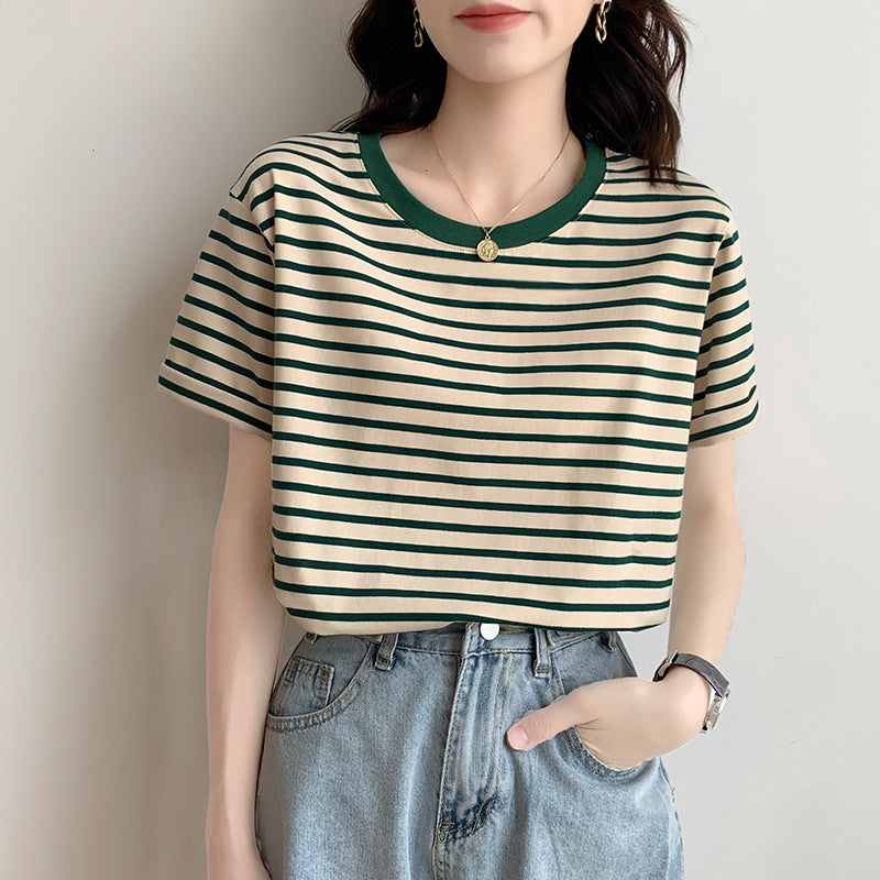 Striped Cotton Short Sleeve Tee