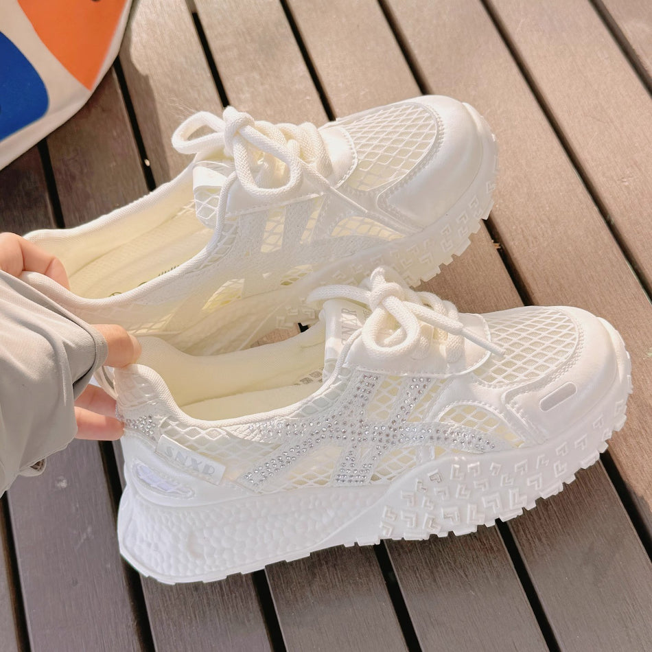 White Mesh Sports Shoes