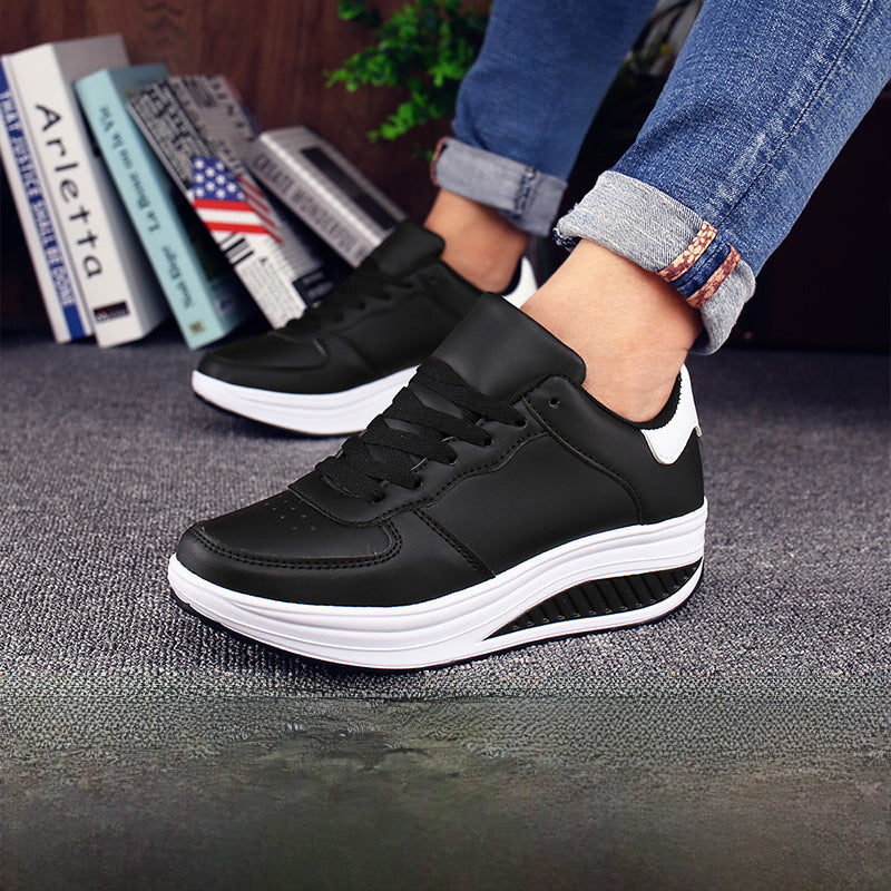 Leather Sports Shoes – Large Size Casual Sneaker 👟s Casual Platform Rocking Shoes Student Platform Shoes