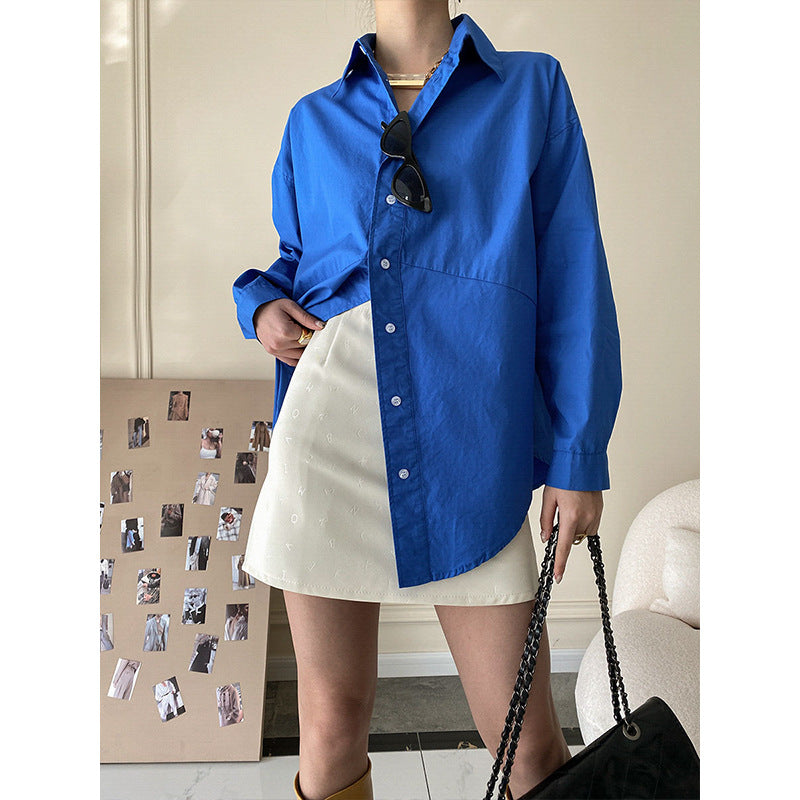 Sinan Klein Blue Striped Shirt – Niche Spring Long Sleeve