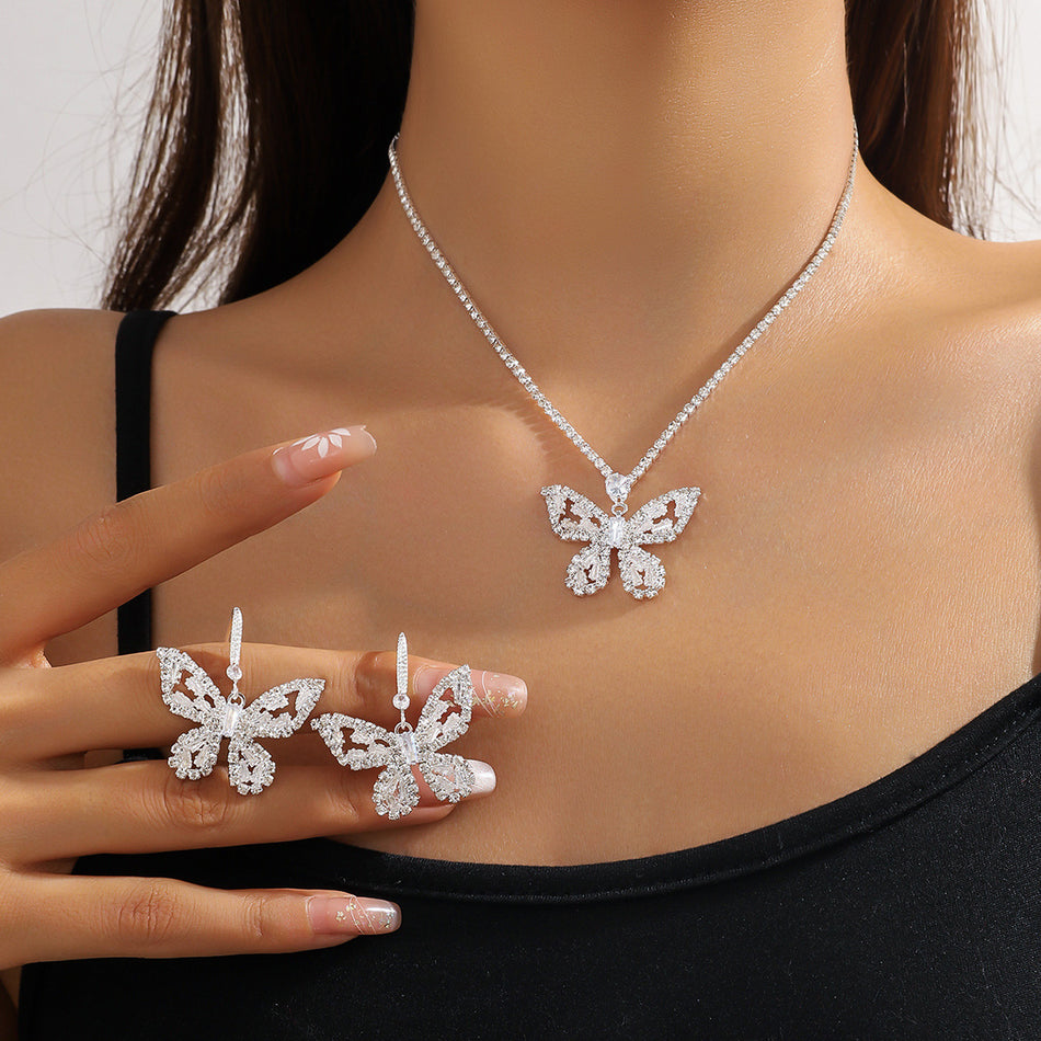 Elegant Butterfly Necklace & Earrings Set