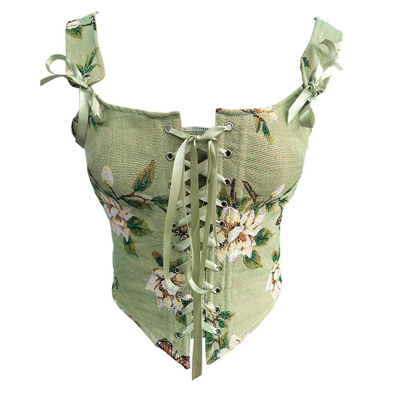 Retro Butterfly Jacquard Corset