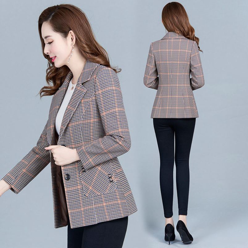 Women’s Large Size Plaid Small Suit