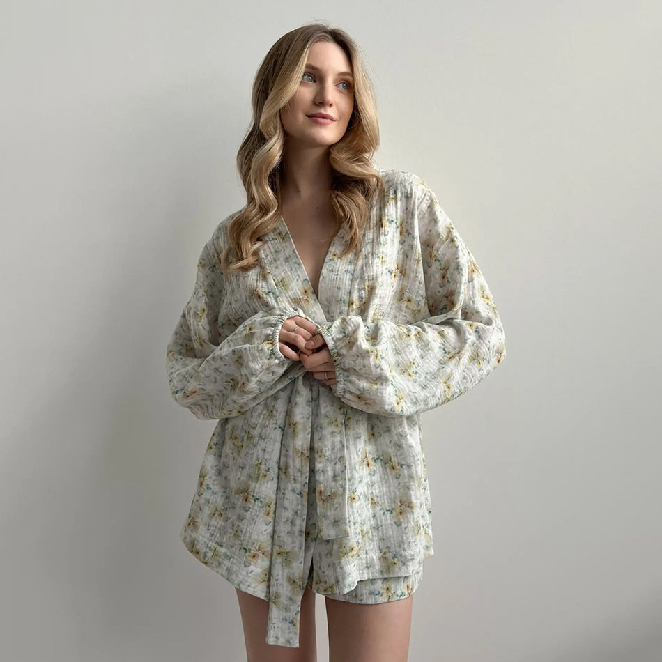 Cotton Printed Nightgown Set