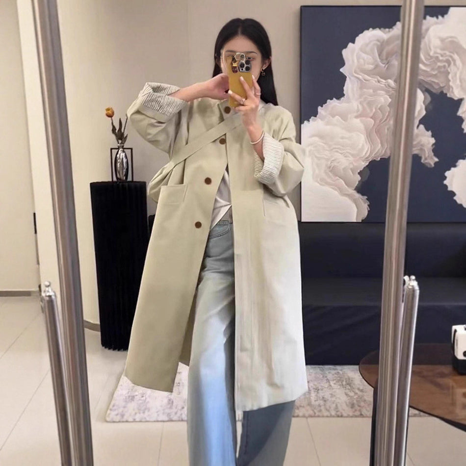 Korean Hepburn Trench Coat – Mid-Length Casual Chic