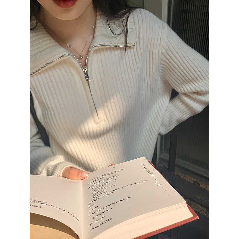 Women’s Loose Zipper Knitwear Autumn Outerwear