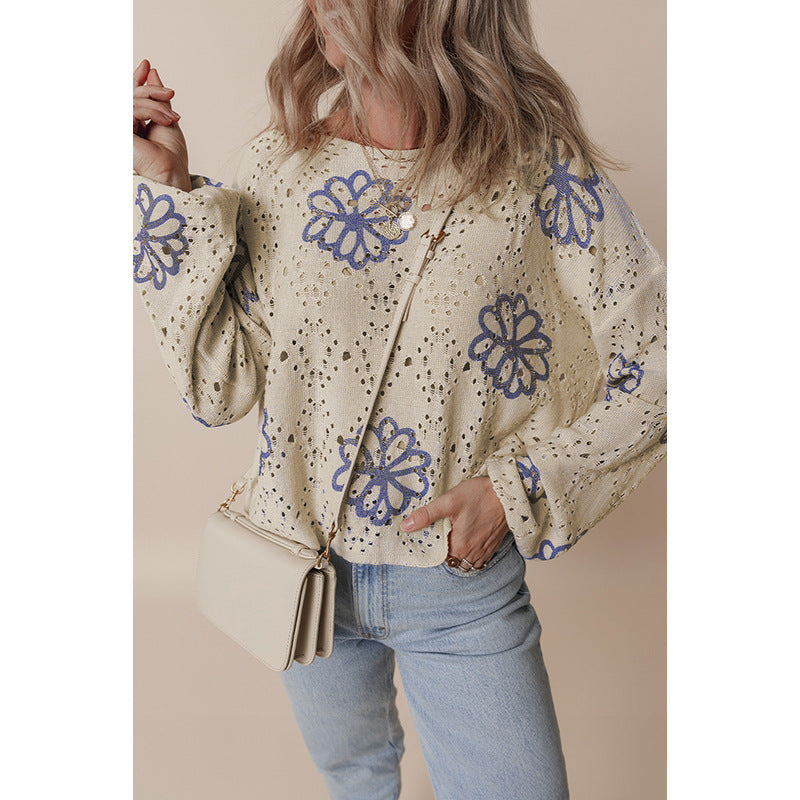 Floral Cut-Out Sweater
