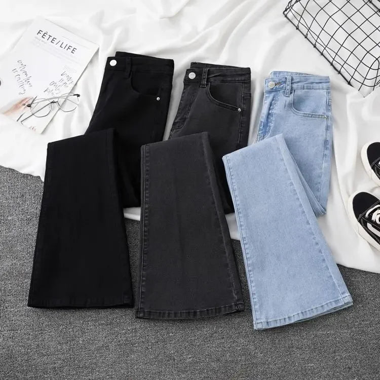 Slim-Fit Microflared High-Waist Jeans