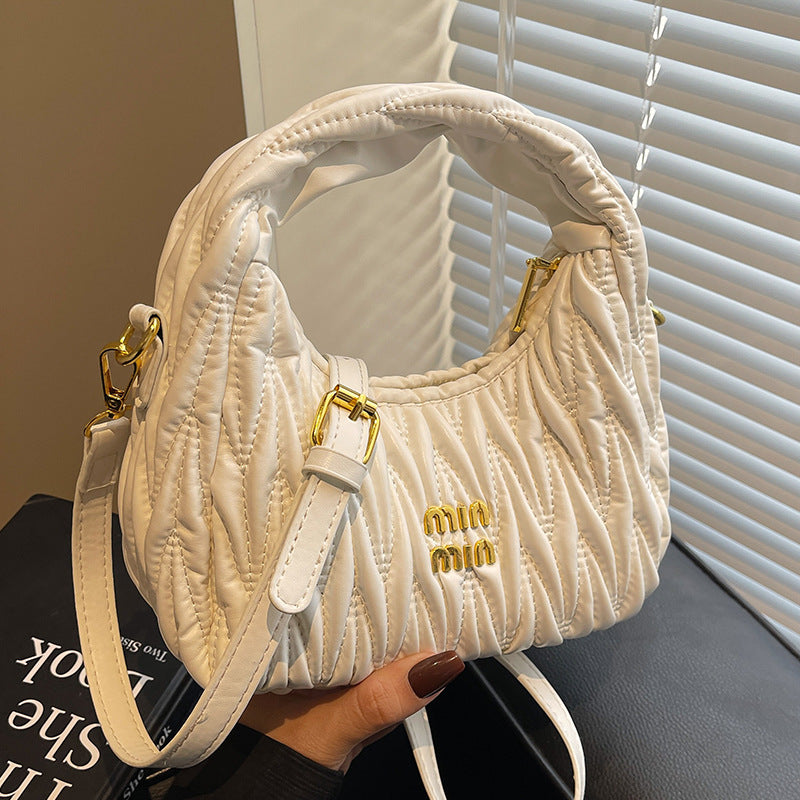 Women’s Pleated Crescent Shoulder Bag