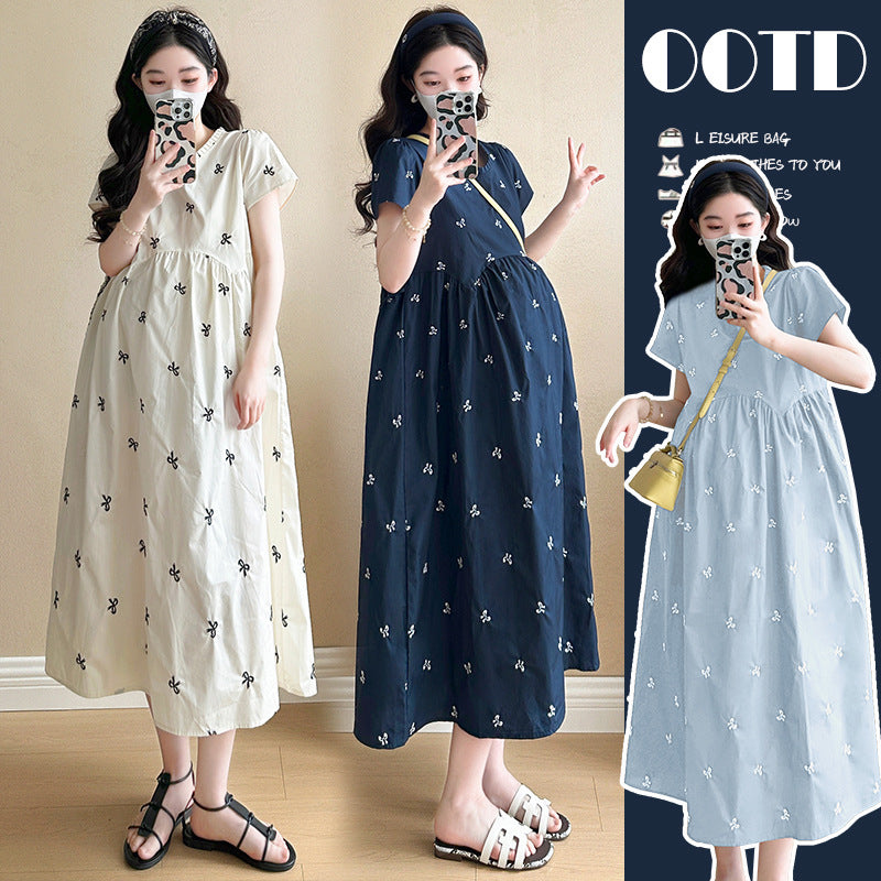 Summer Loose Cotton Plus-Size Maternity Dress