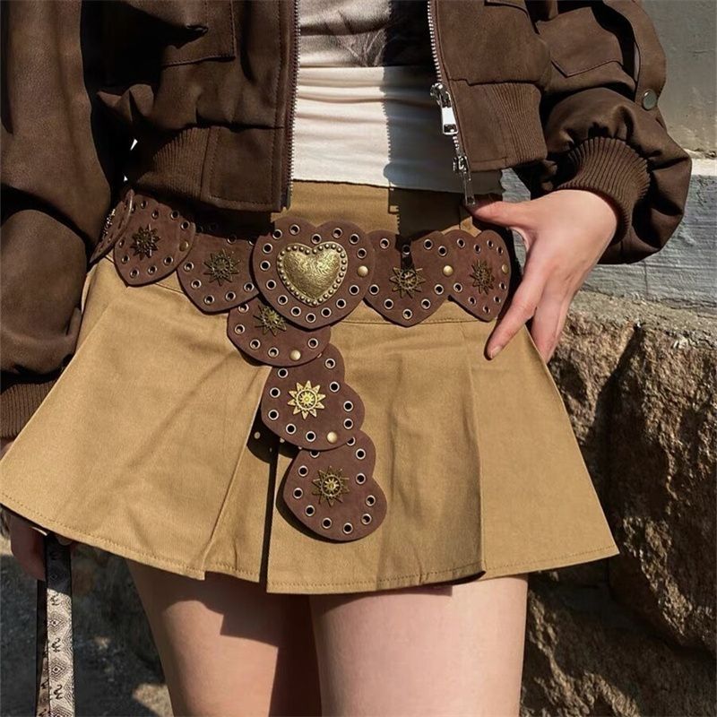 Punk Style Rivet Leather Belt – Vintage American Fashion