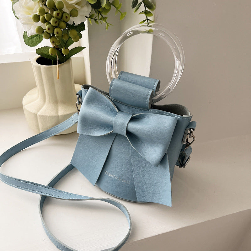 Bow Crossbody Round Bucket Bag Women