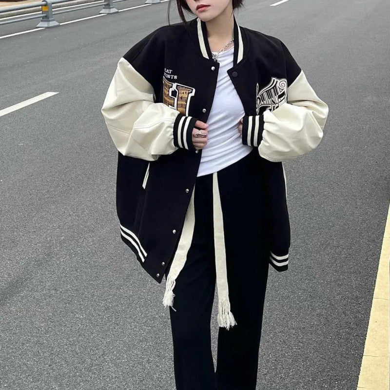 Casual Retro Student Baseball Jacket for Women