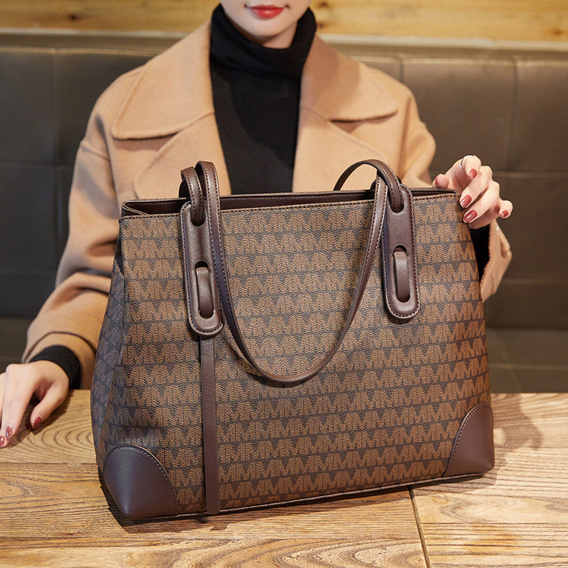 Trendy Leather Tote Shoulder Bag Women