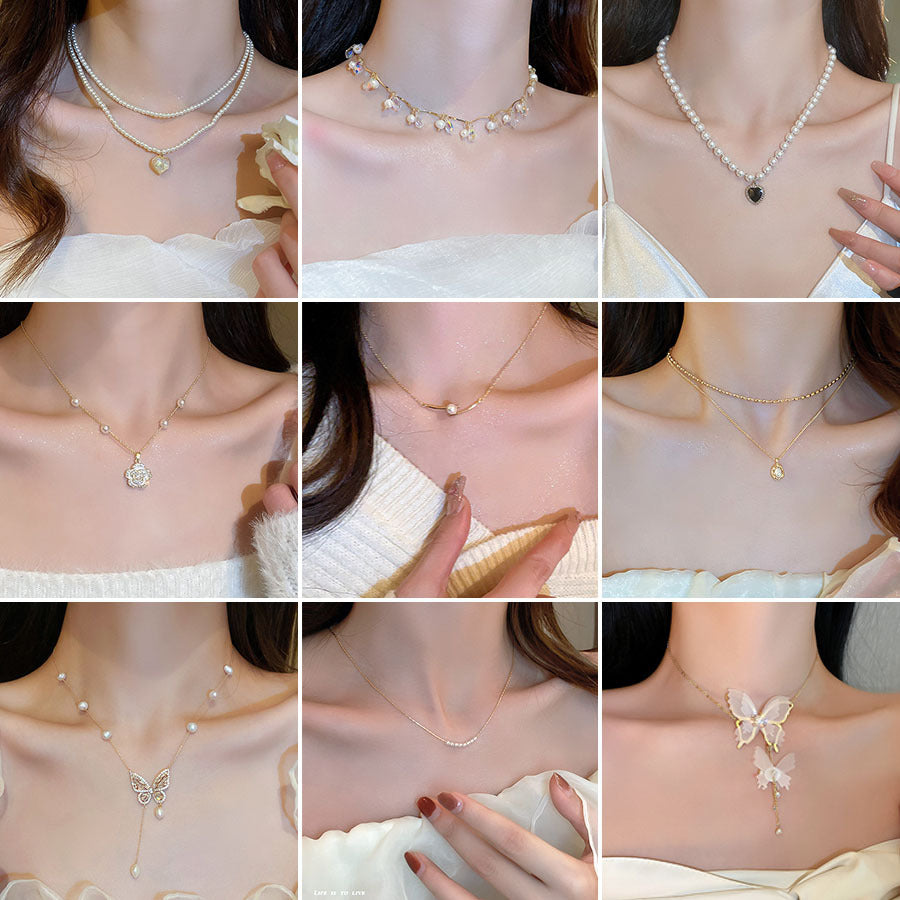 Butterfly Pearl Tassel Necklace – Romantic & Korean-Inspired