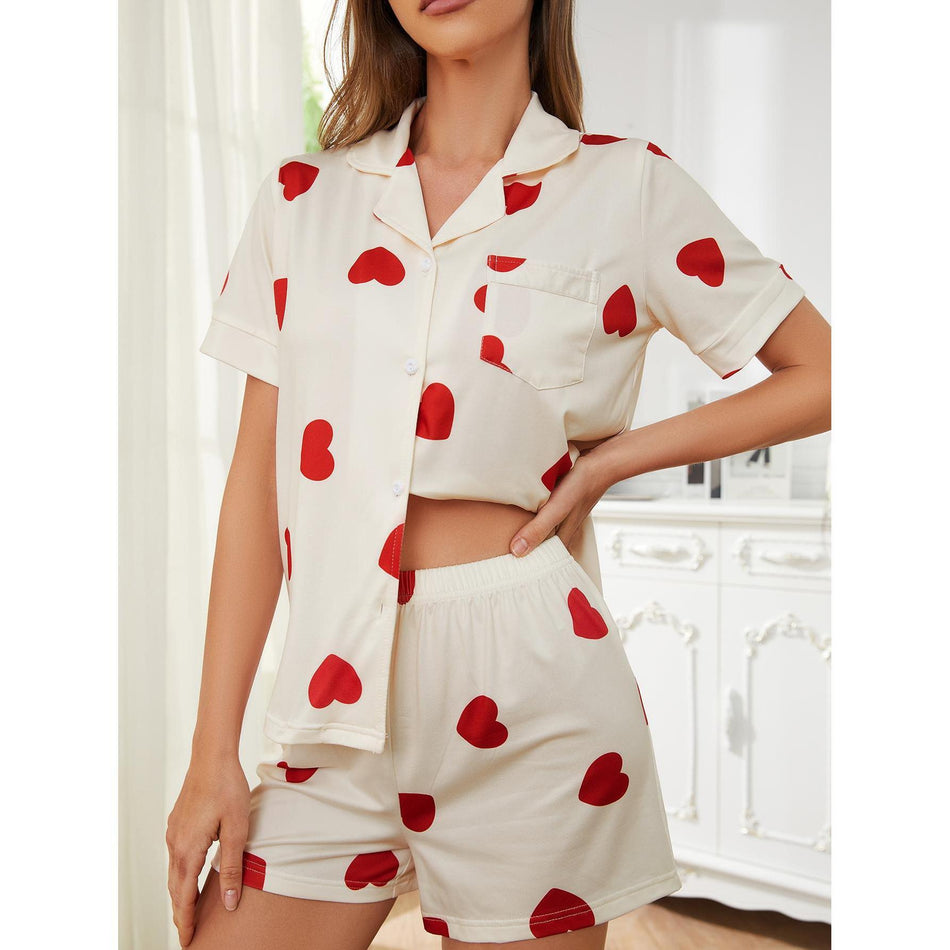 Love Printed Two-Piece Pajama Set – Spring/Summer Homewear