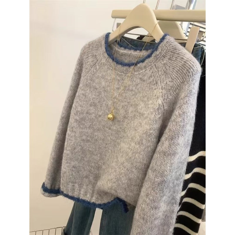 Contrast Color Pullover – Loose Warm Knit Sweater