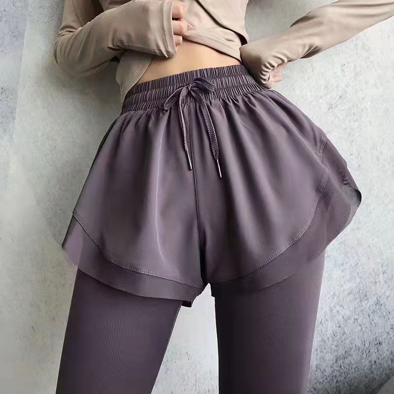 Fake Two-Piece Sports Pants – Quick-Dry Tight Leggings