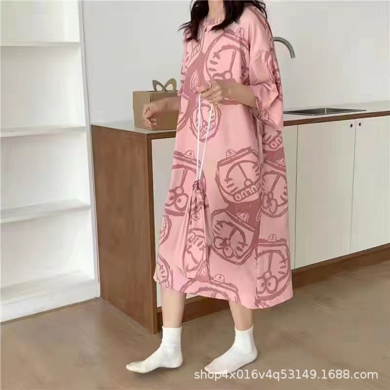 Cute Korean-Style Summer Pajama Set – Plus Size Friendly