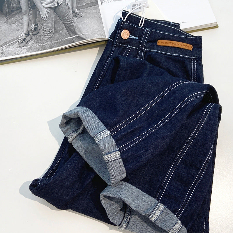 High Waist Loose Straight Cropped Pants