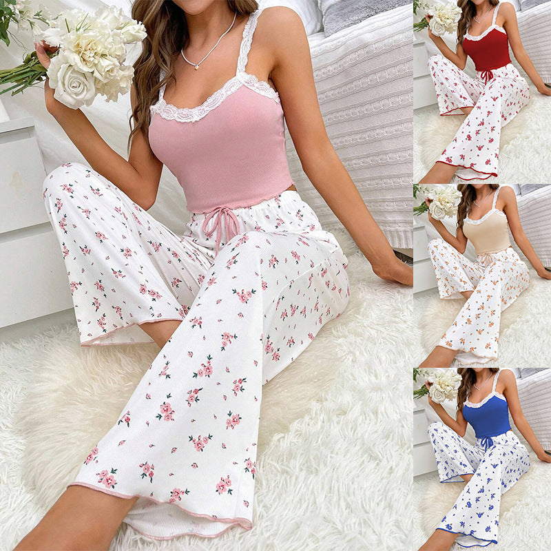 Women’s Floral Suspender Pajama Set