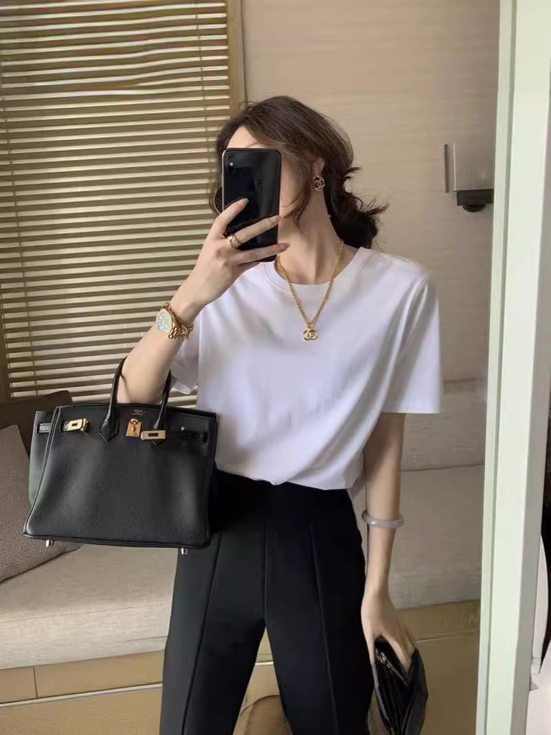 Women's Heavy Cotton White T-Shirt – Oversized & Stylish