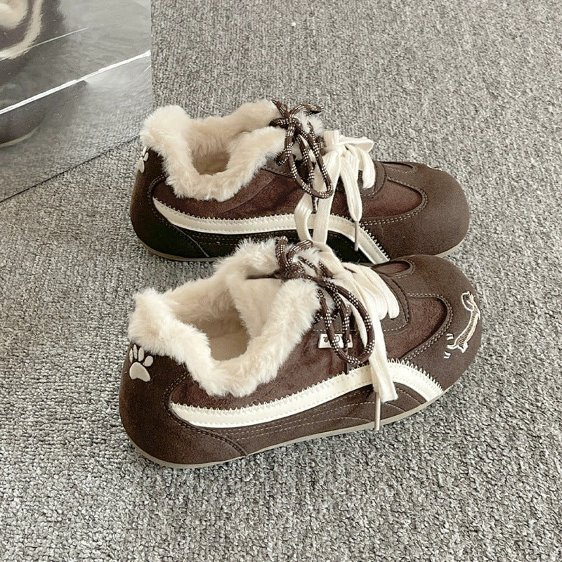 Women’s Plush German Training Sneakers 2025 Winter Warm Cotton Shoes