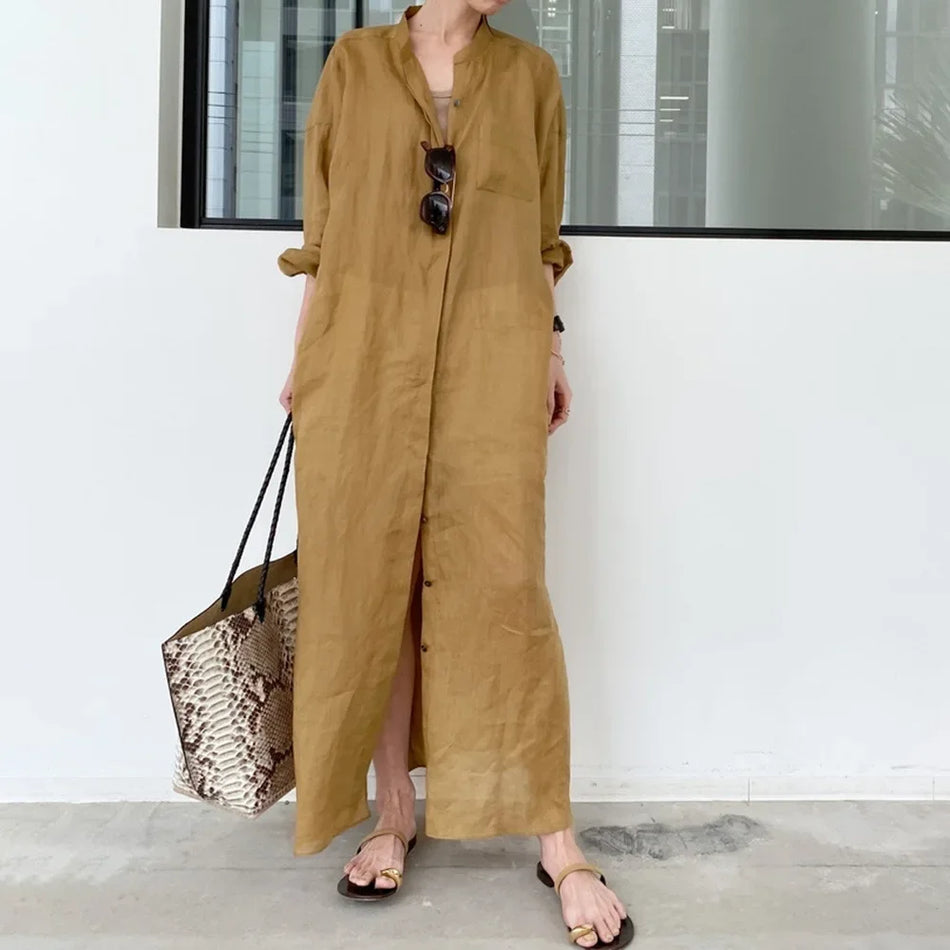 Women’s Linen Long Shirt Dress
