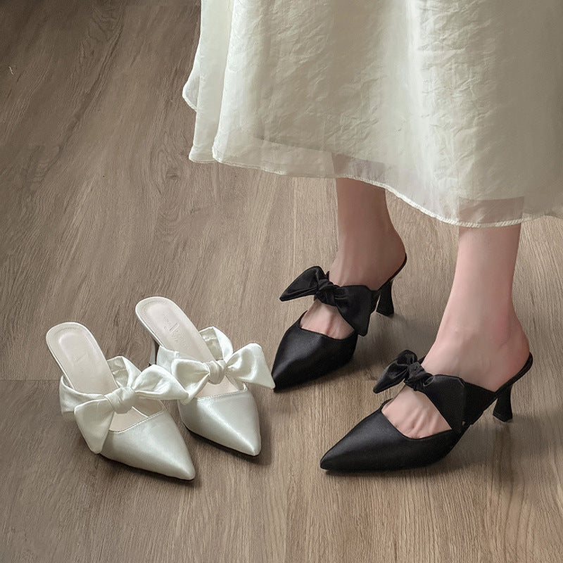 2026 Pointed-Toe Chunky Heel Retro Mule Slippers