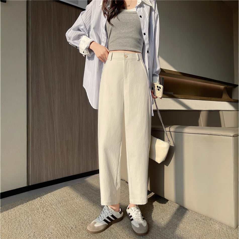 High-Waist Cotton Cropped Pants