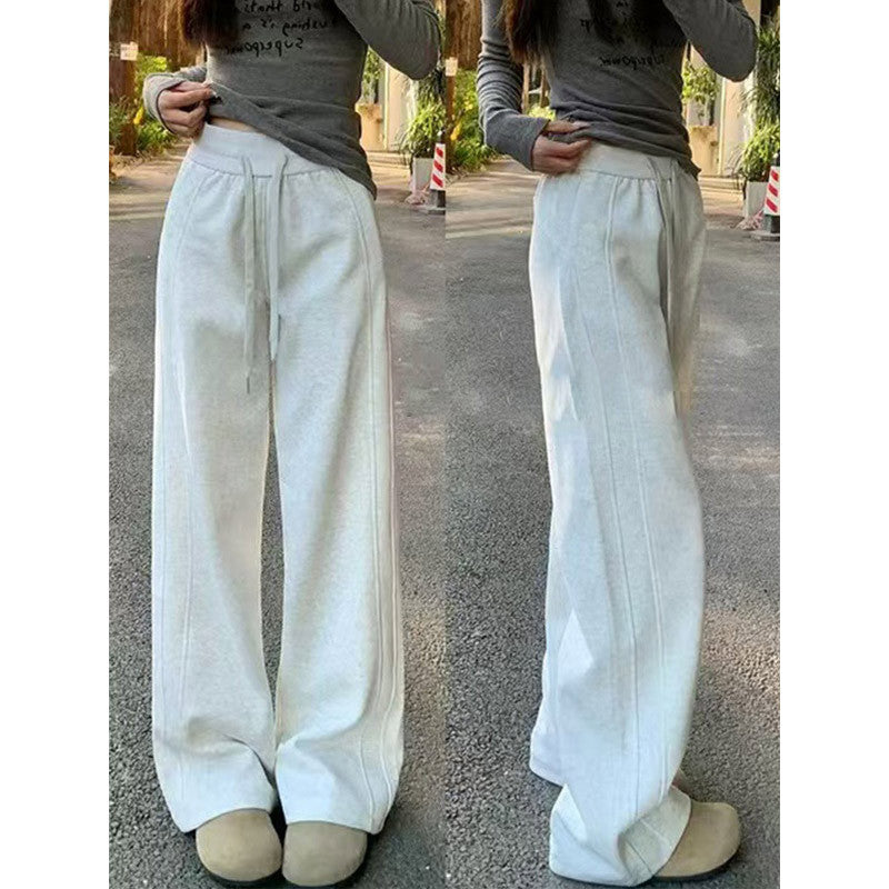 Women’s Dark Gray Sweatpants – Autumn Slim Wide-Leg Casual