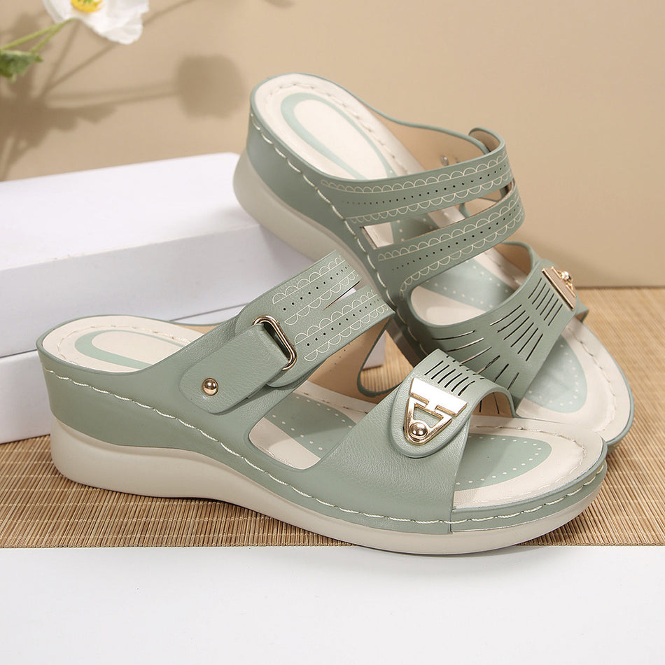 Women’s Fish Mouth Wedge Slippers Thick Sole Large Size Summer Beach