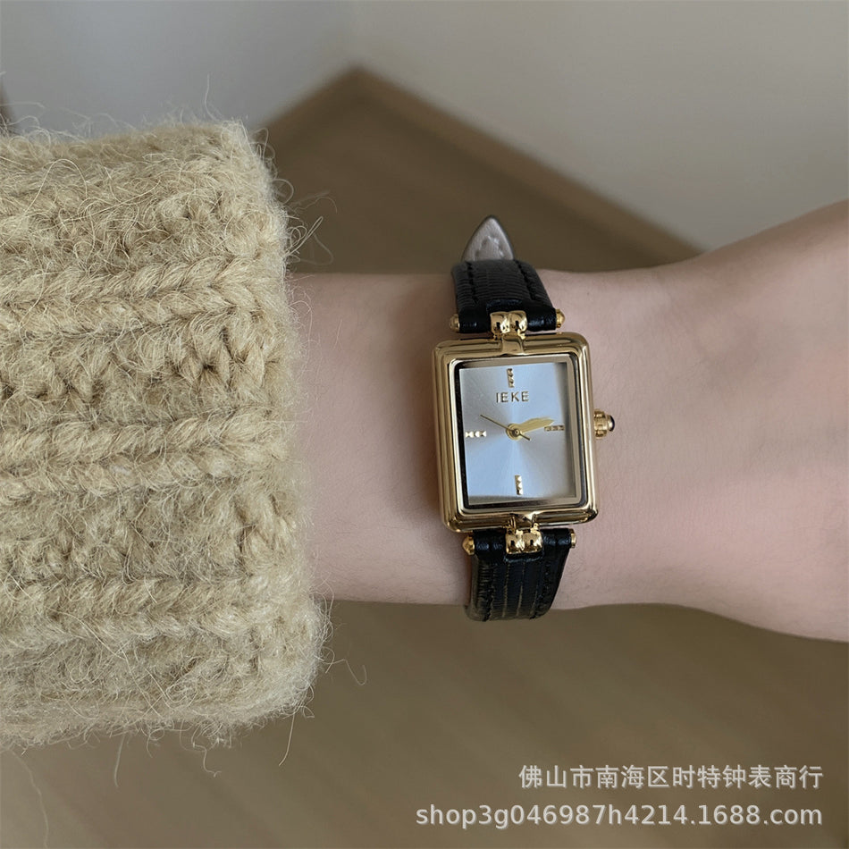 IEKE Women’s Square Leather Watch – Elegant Korean Design