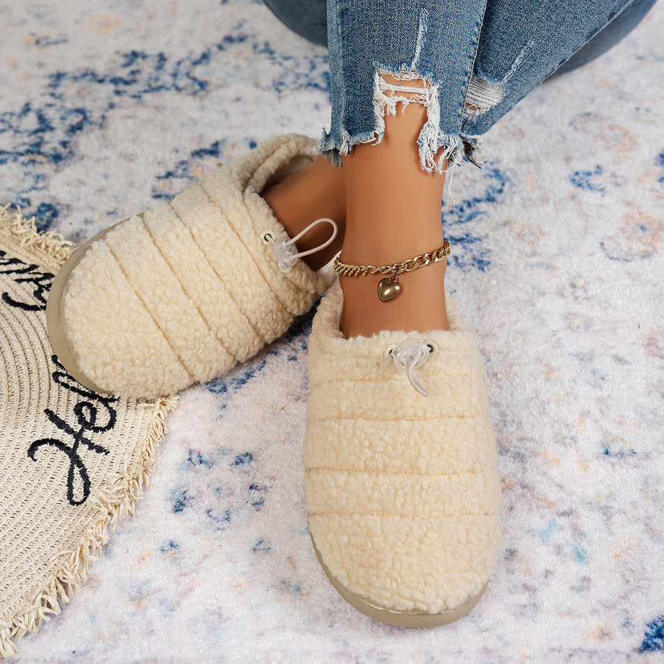 Teddy Rope Buckle Cotton Slippers