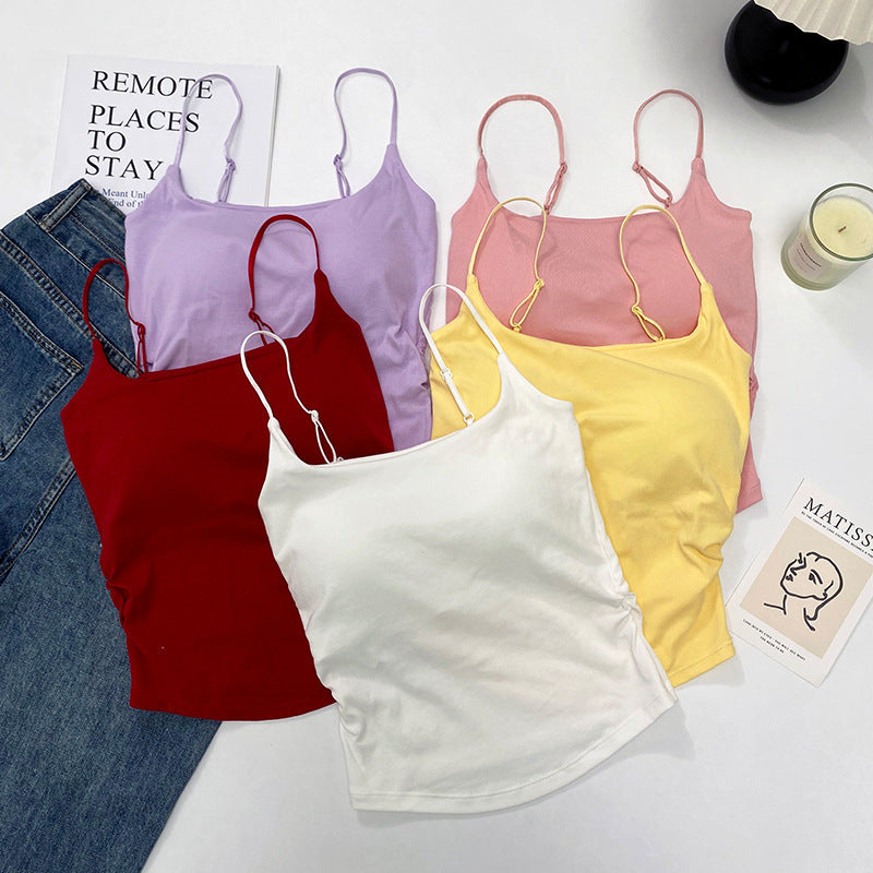 Women's Yellow Pleated Camisole – Summer Chic Essentia