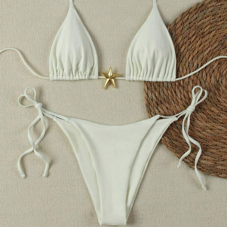 Women’s Pure Color Bikini – Sexy Three-Point Swimsuit