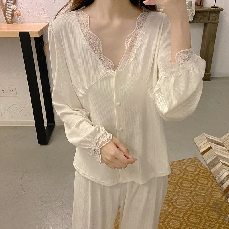 Lace Cotton Pajama Set – Court Style Elegance