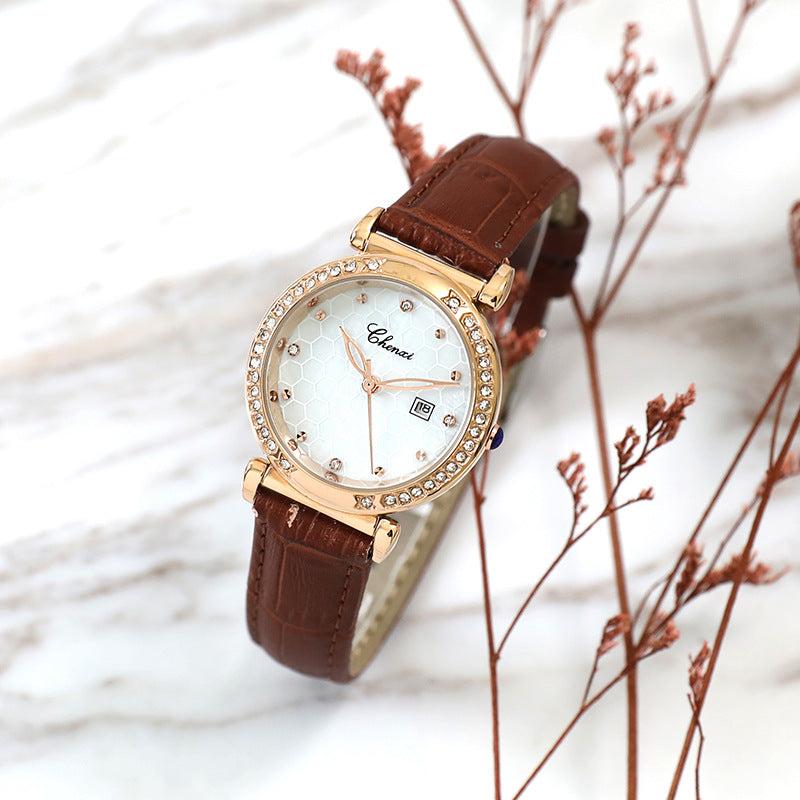 Luxury Diamond Women's Watch – Luminous & Waterproof