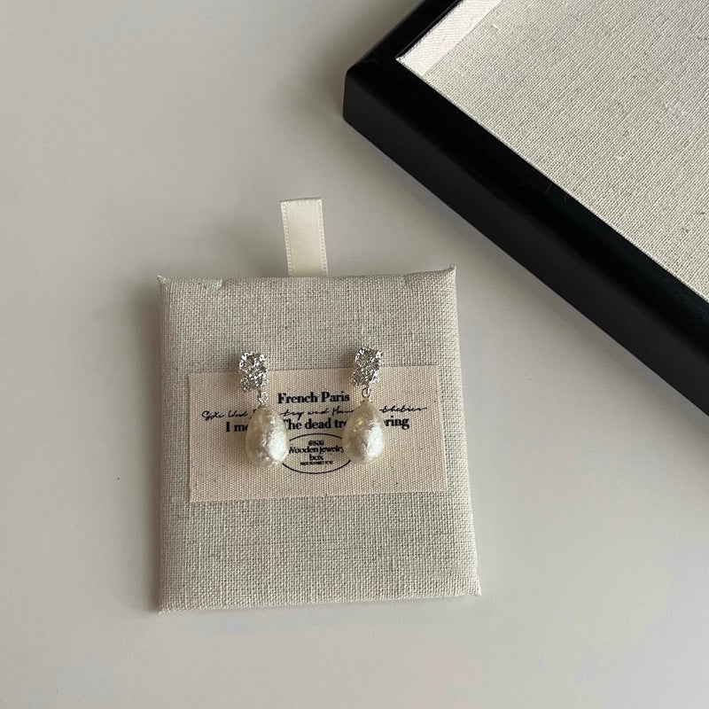 French Cotton Pearl Drop Earrings Women