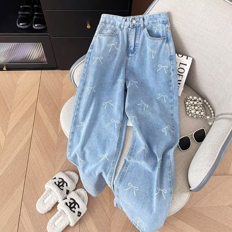 Women’s High-Waist Butterfly Print Slim Jeans