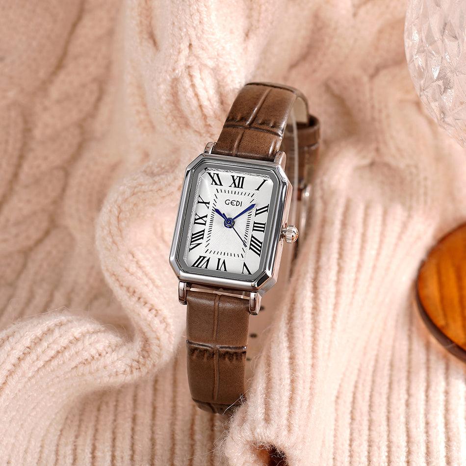 Goldie Classic Square Leather Watch for Women