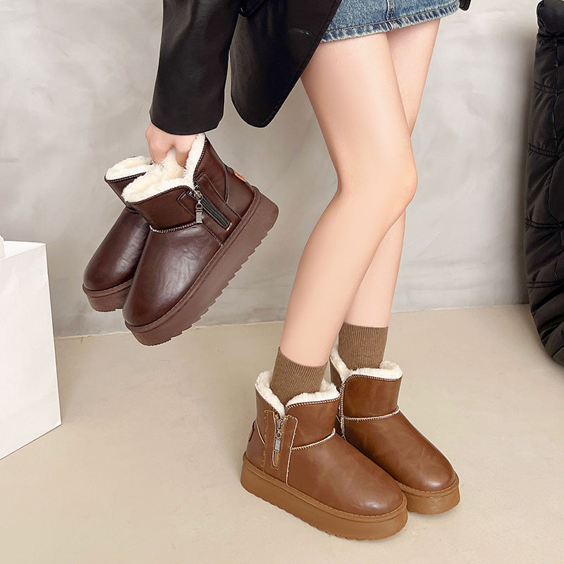 2025 Warm Fur Snow Boots for Women – Thick Sole