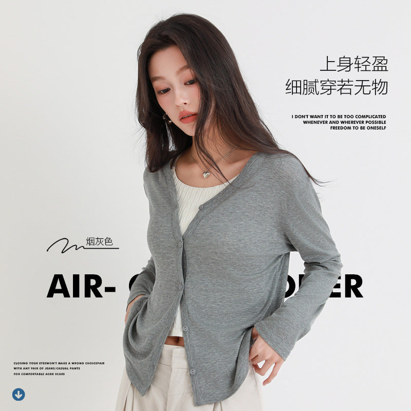Tencel V-Neck Airy Cardigan – Washable & Wearable