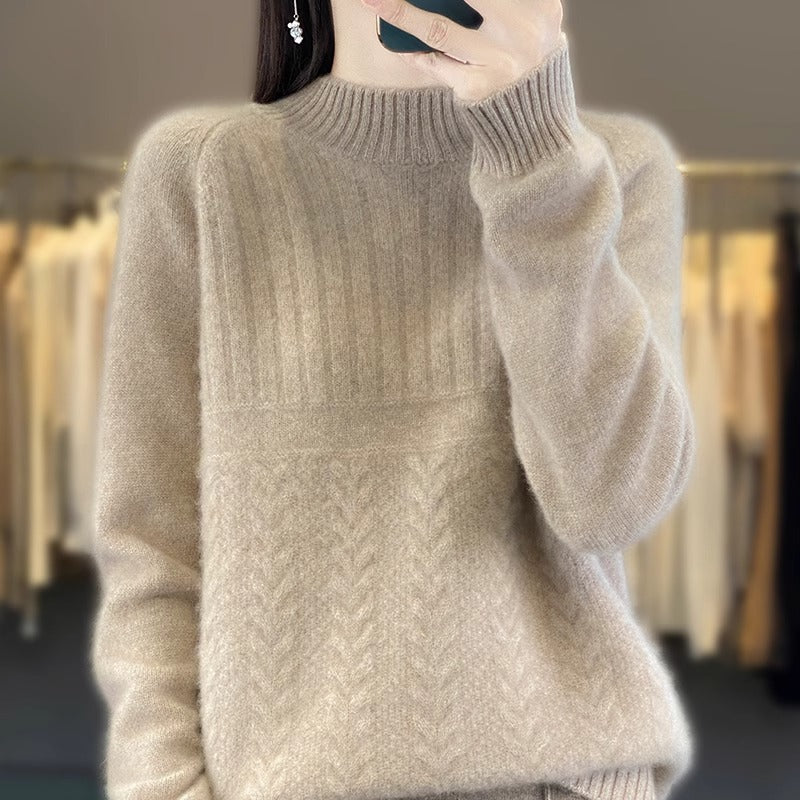 Women’s Loose Half-Turtleneck Knit Sweater – 2024