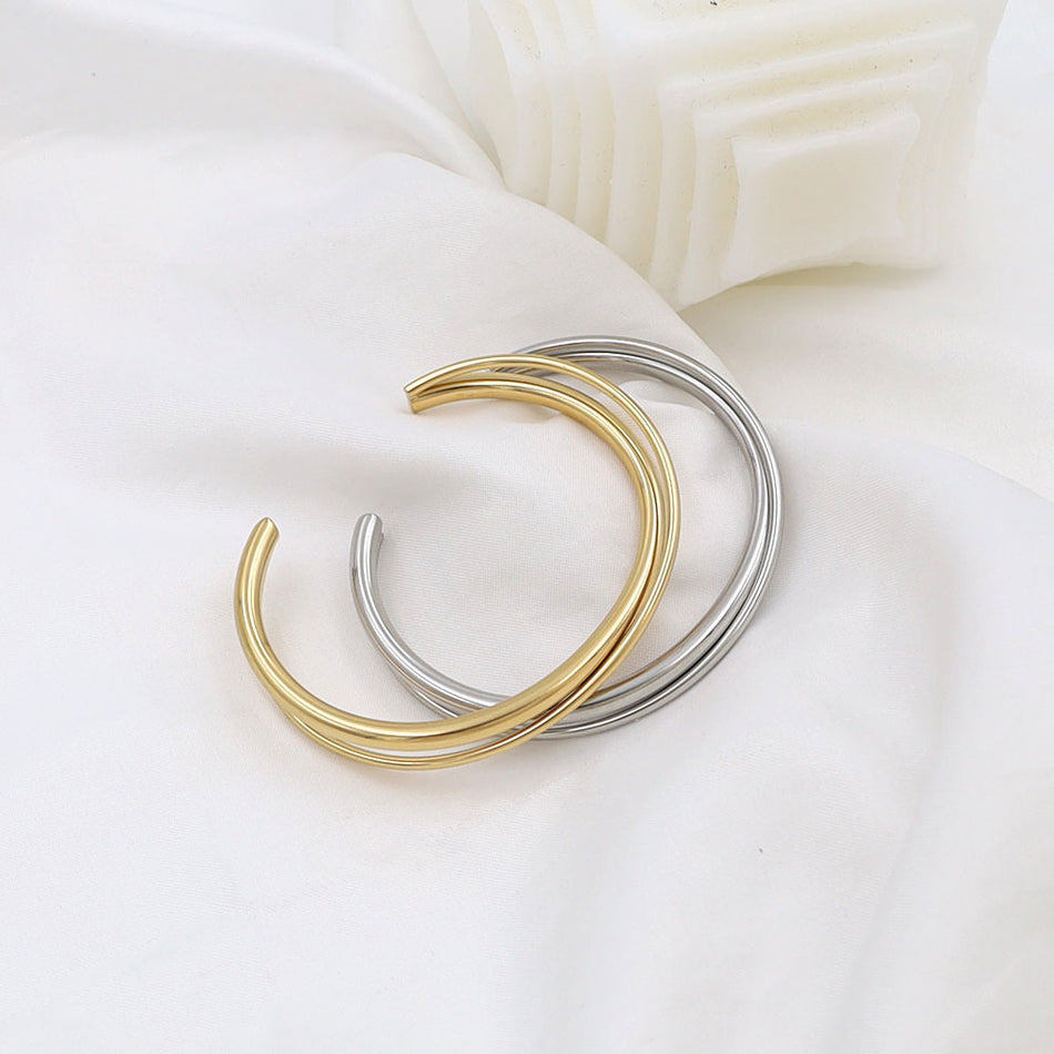 Double Ring Cross-Opening Steel Bracelet