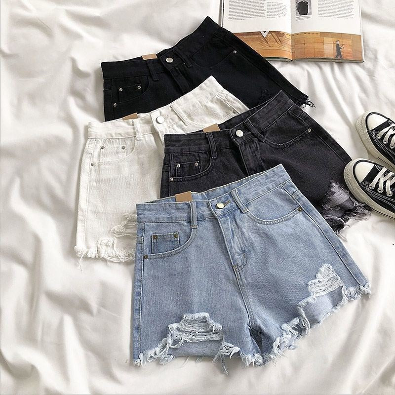 High Waist Ripped Denim Shorts