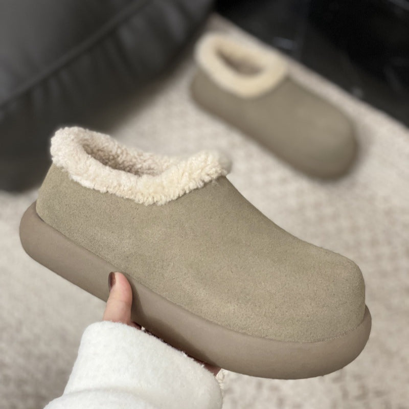 Genuine Leather Wool Snow Boots for Women – Warm