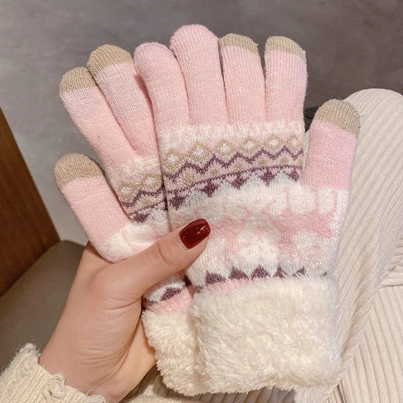 Cute Knitted Touch Screen Winter Gloves for Women Students X