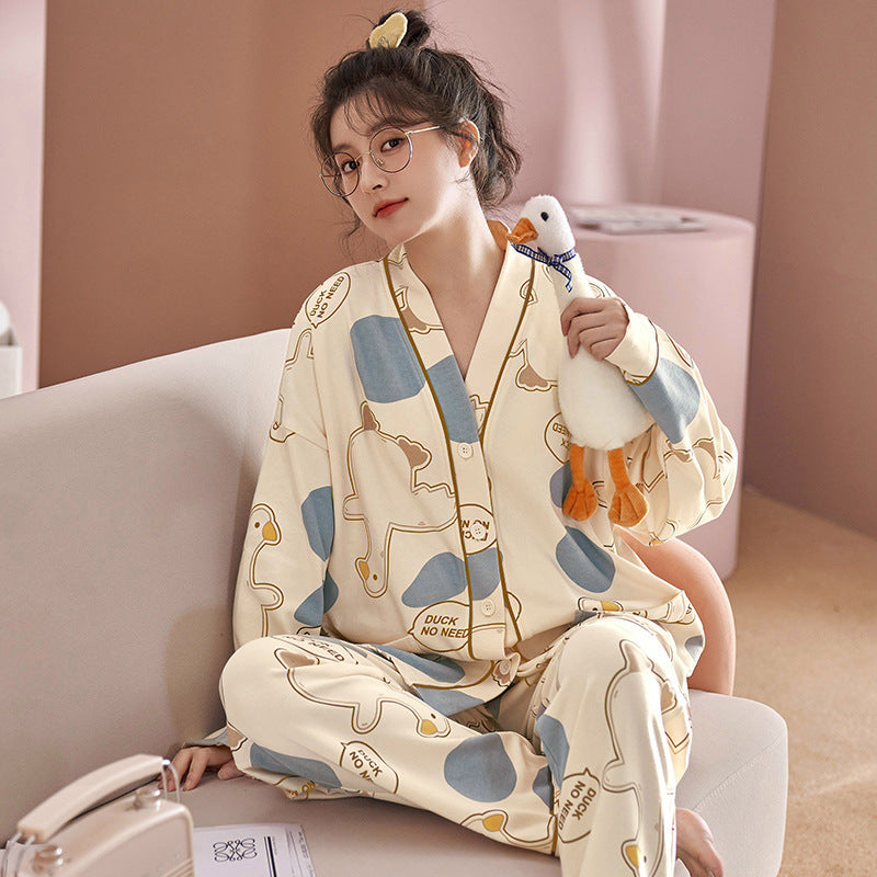 Cartoon Cotton-Like Pajamas Set