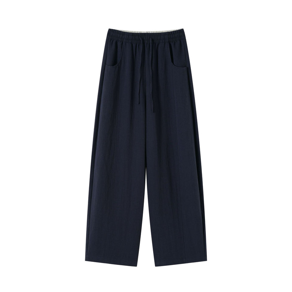 Women's Cotton Linen Tencel High-Waist Curved Pants